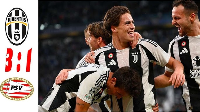 Juventus versloeg PSV Eindhoven met 3-1 en won hun eerste Champions League-duel